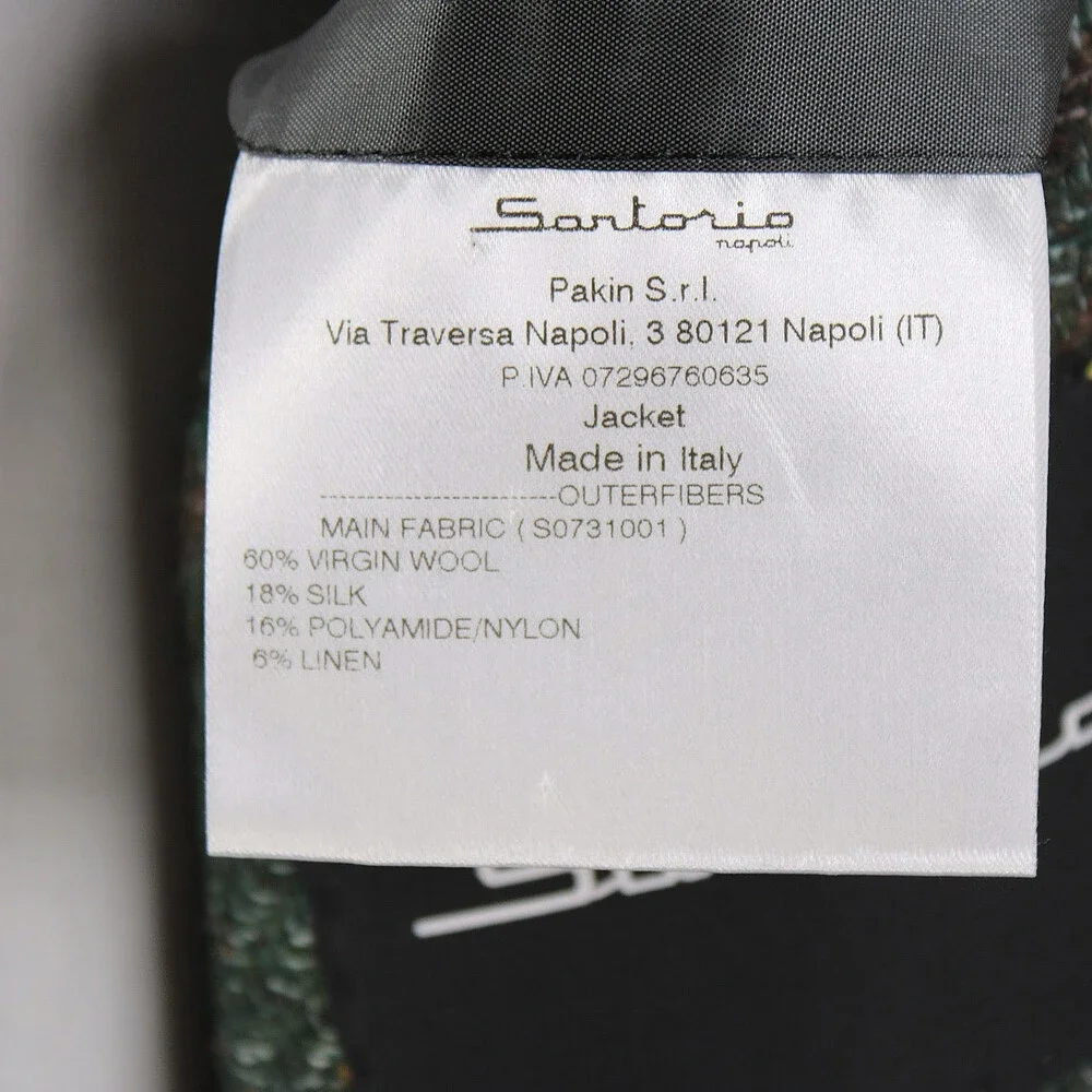 Sartorio Kiton NWT Wool Blend Sport Coat Size 52R (42R US) Green w/ Brown Plaid